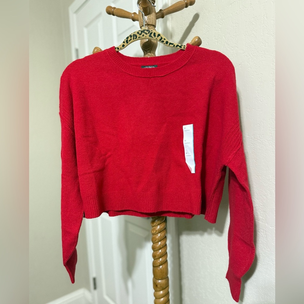 NWT Wild Fable Red Cropped Crewneck Sweater Size M